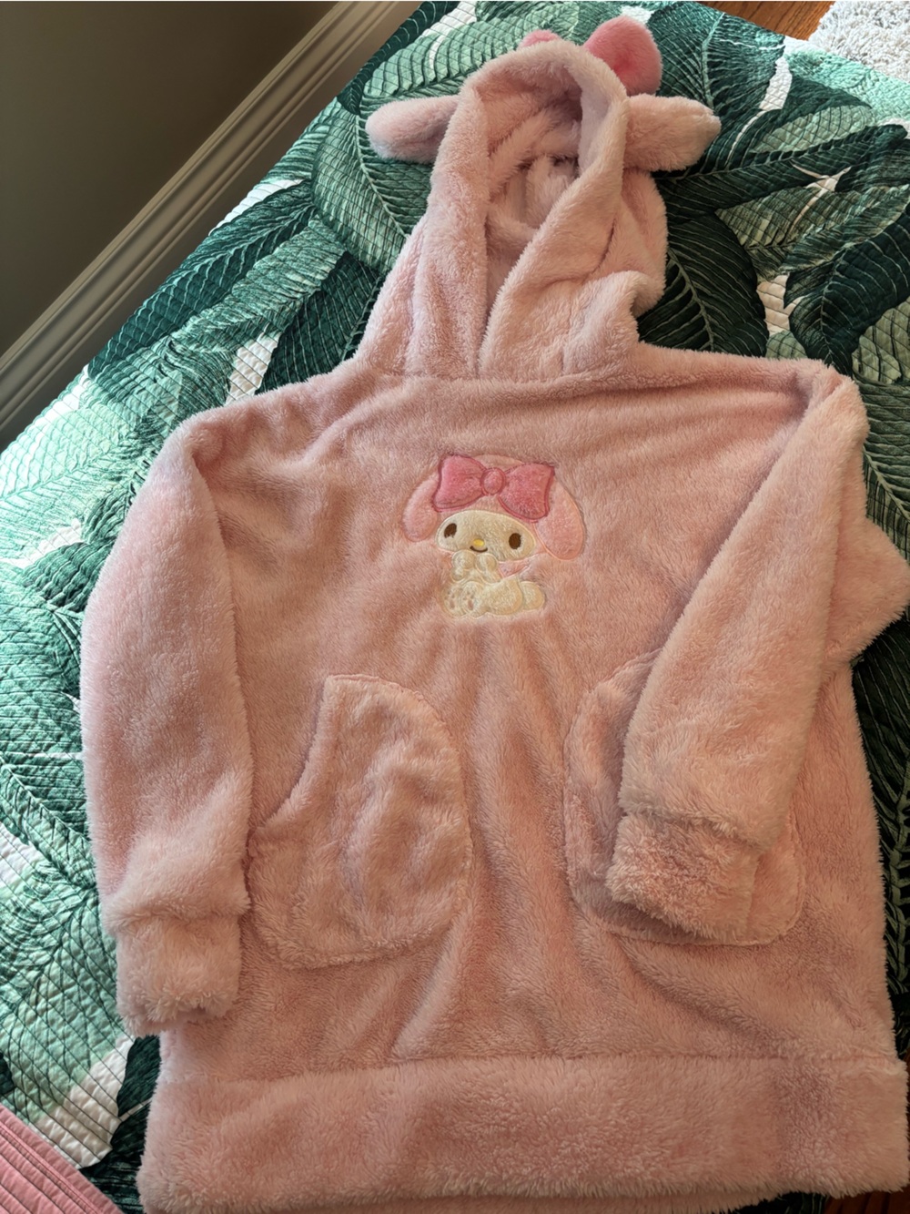 Sanrio My melody Pink Fuzzy Hooded Pullover